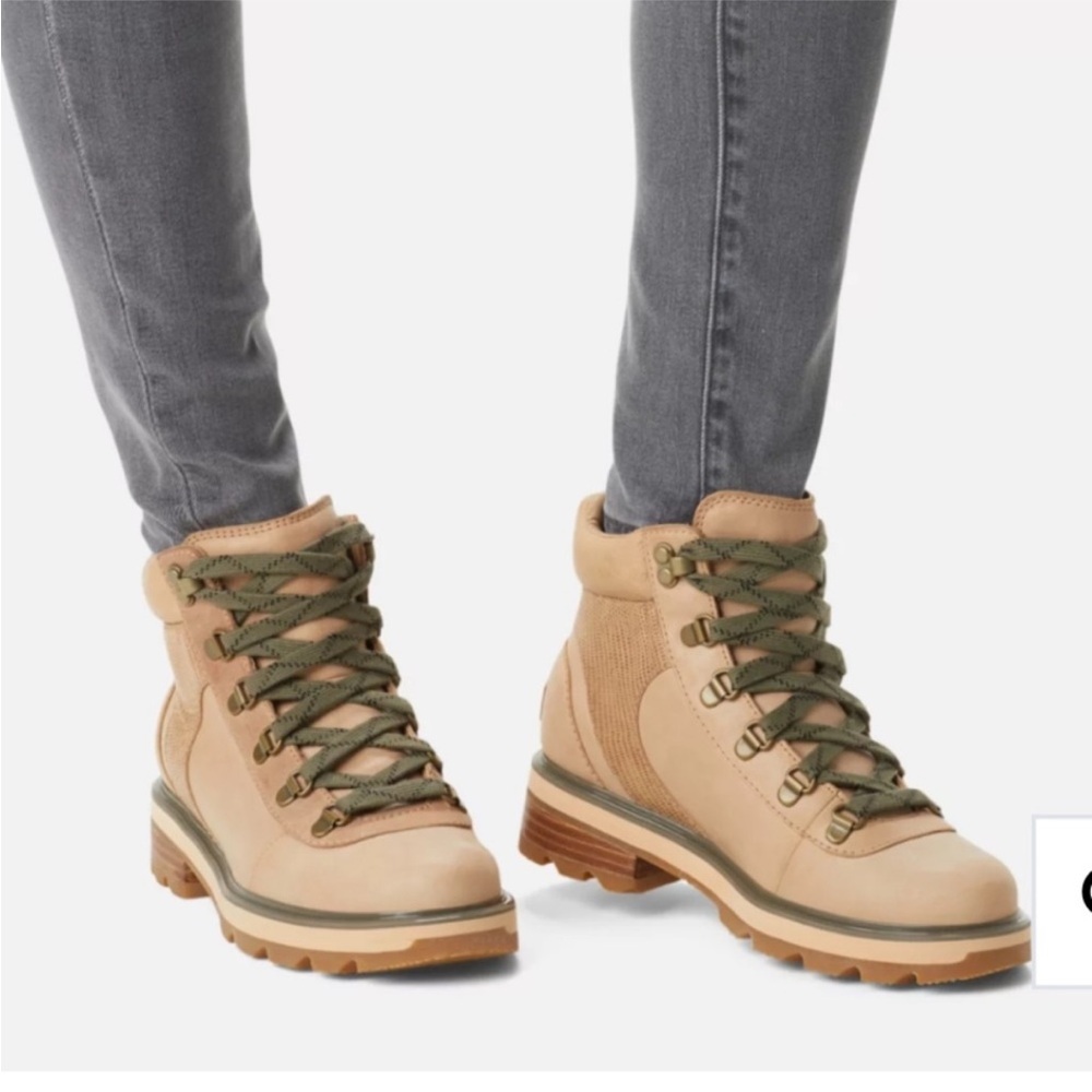Sorel Lennox Hiker Lace Up Waterproof Booties Womens Hiking Leather Suede Sz